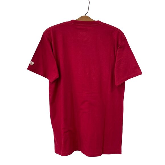 Homefield Crewneck Short Sleeve T Shirt Mens MED Red Cotton Poly Plaid Basic Tee - Picture 2 of 6